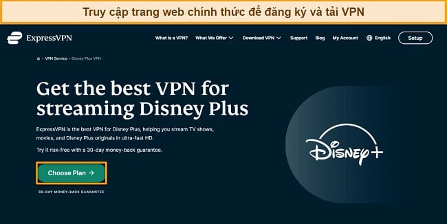 Hướng dẫn cách xem Disney Plus bằng VPN: Ghé thăm trang web ExpressVPN và đăng ký gói dịch vụ
