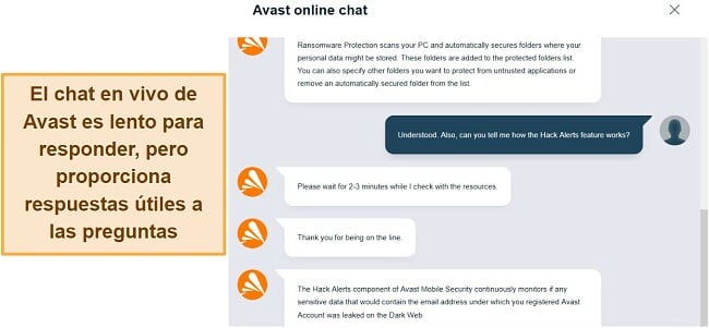 Revisión de Avast Antivirus: Conversación con el soporte de chat en vivo de Avast