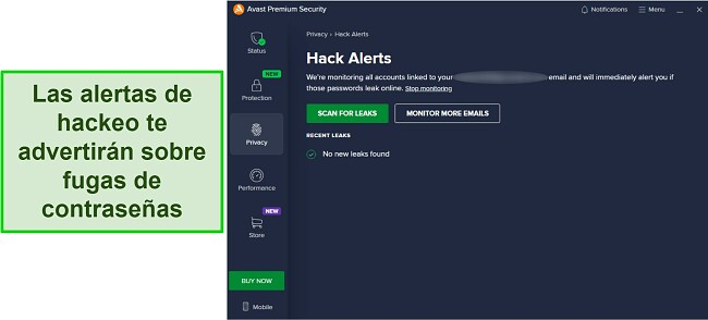 Revisión de Avast Antivirus: Alertas de hackeo y monitoreo de un correo electrónico en busca de brechas