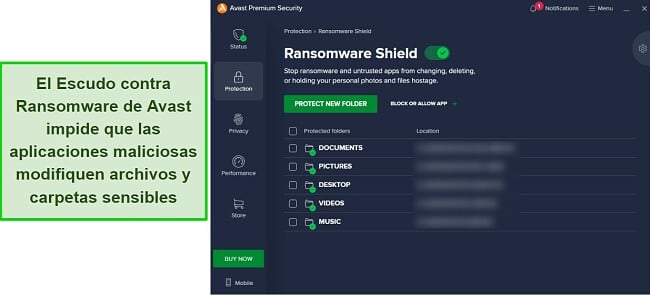 Revisión de Avast Antivirus: Protección contra ransomware y carpetas protegidas